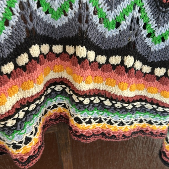 Free People Feeling Nostalgic Knit Woven Cardigan M Muilticolor Sweater - Picture 13 of 15
